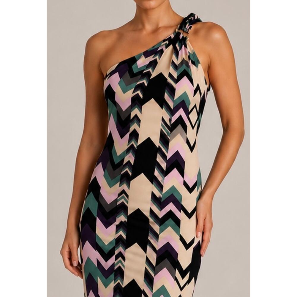 MISSONI One Shoulder Swim Dress Chevron Zig Zag Geometric Beach Cover Dress